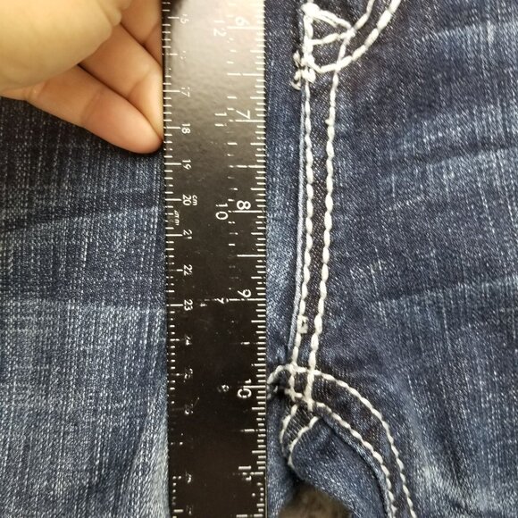 Boot Daddy Jeans Womens 10 Petite Blue Bootcut Stretch Denim *Altered* - Picture 8 of 16